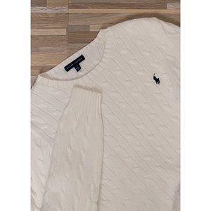 Ralph Lauren Knit Pullover Sweater, Men's Size Large, Cream Color 100% Cotton